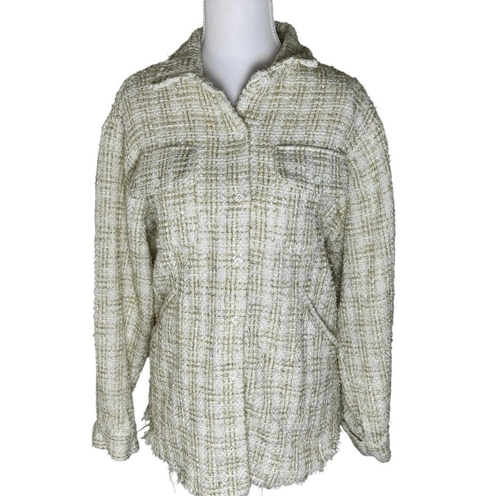 willow + root Tinsel Tweed Shacket - Cream/Gold Women's Size S